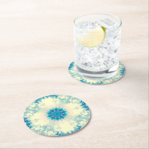 Bevroren water, bevroren Blue Winter Snowflake Ronde Kartonnen Onderzetter