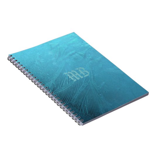 Bevroren waterijsblauw Bevroren Monogram MB metaal Notitieboek (Rechterzijde)