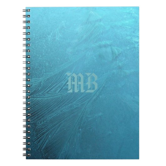 Bevroren waterijsblauw Bevroren Monogram MB metaal Notitieboek (Voorkant)
