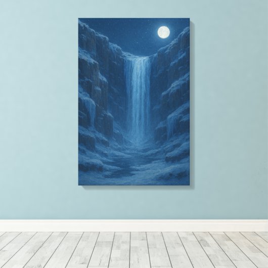 bevroren waterval klif canvas afdruk (Insitu (Houten vloer))