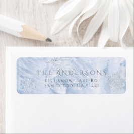 Bevroren Winter Silver Snowflake Blue Retour Adres Etiket