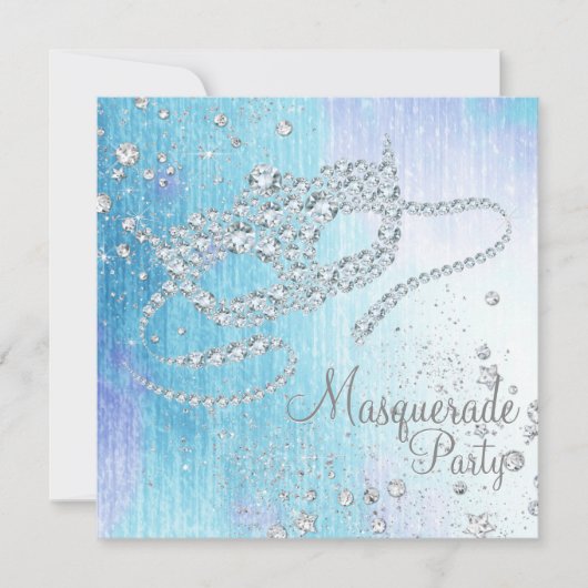 Bevroren Winter Wonderland Diamanten Maskerade Fee Kaart (Voorkant)
