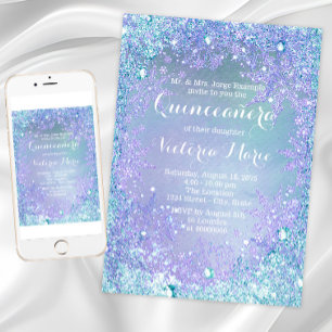 Bevroren Winter Wonderland Quinceanera Kaart