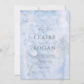 Bevroren Winter Zilveren Sneeuwvlokken Bruiloft Kaart (Voorkant)