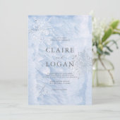 Bevroren Winter Zilveren Sneeuwvlokken Bruiloft Kaart (Staand voorkant)