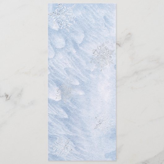 Bevroren Winter Zilveren Sneeuwvlokken Bruiloft Menu (Achterkant)