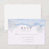 Bevroren Winter Zilveren Sneeuwvlokken Bruiloft RS RSVP Kaartje (Voorkant / Achterkant)