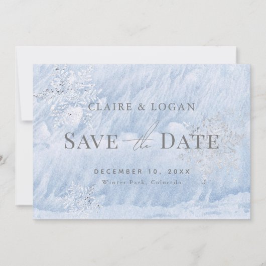 Bevroren Winter Zilveren Sneeuwvlokken Save the Da Kaart (Voorkant)