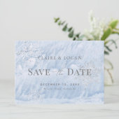 Bevroren Winter Zilveren Sneeuwvlokken Save the Da Kaart (Staand voorkant)