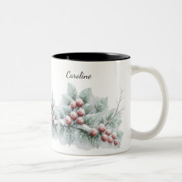 Bevroren Winterbes en Spar Botanische Feestdagen Tweekleurige Koffiemok