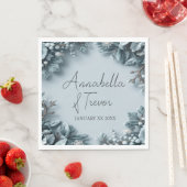Bevroren Winterbloemen Aangepaste Naam Bruiloft Servet (Insitu)