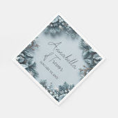 Bevroren Winterbloemen Aangepaste Naam Bruiloft Servet (Hoek)