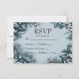 Bevroren Winterbloemen Bruiloft RSVP Kaartje