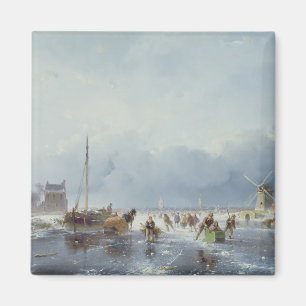 Bevroren winterscène magneet