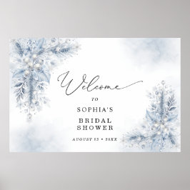 Bevroren Witte Bessen Winter Bruidsdouche Welkom  Poster