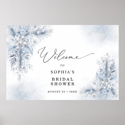 Bevroren Witte Bessen Winter Bruidsdouche Welkom Poster (Voorkant)