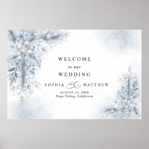 Bevroren Witte Bessen Winter Bruiloft Poster
