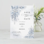Bevroren Witte Bessen Winter Bruiloft Save The Dat Kaart (Staand voorkant)
