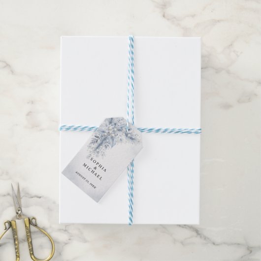 Bevroren Witte Bessen Winter Bruiloft Servetten Cadeaulabel (Met Touw)