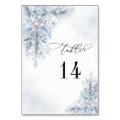 Bevroren Witte Bessen Winter Bruiloft Tafel Nummer Kaart (Achterkant)