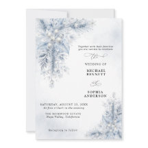 Bevroren Witte Bessen Winter Bruiloft Uitnodiging