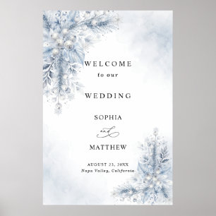 Bevroren Witte Bessen Winter Bruiloft Welkom Poster