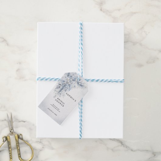 Bevroren Witte Bessen Winter Bruiloftcadeau Cadeaulabel (Met Touw)
