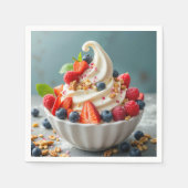 Bevroren yoghurt met bessen en granola servet (Voorkant)