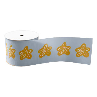 Bevrozen Blauwe Prinses Gouden Bloemen Verjaardag Grosgrain Lint