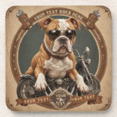 Bewaak moto hond met je bewerkbare tekst bier onderzetter (Voorkant)