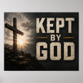 Bewaakt Door God (met Kruis) Horizontaal Poster (Voorkant)