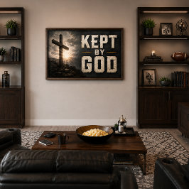 Bewaakt Door God (met Kruis) Horizontaal Poster