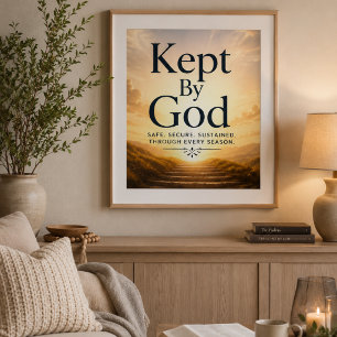 Bewaakt door God: Veilig, Beschermd en Onderhouden Poster
