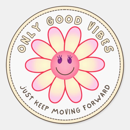 BEWAAR ALLEEN VOORUIT. RONDE STICKER (Voorkant)