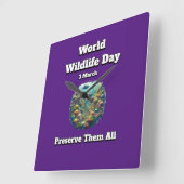Bewaar alles. Wereld Natuur Dag Vierkante Klok (Hoek)