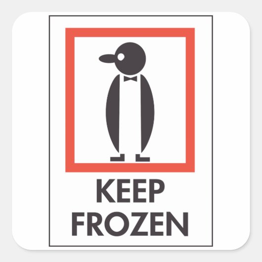 Bewaar Bevroren Pinguïn Grappig Bord Vierkante Sticker (Voorkant)