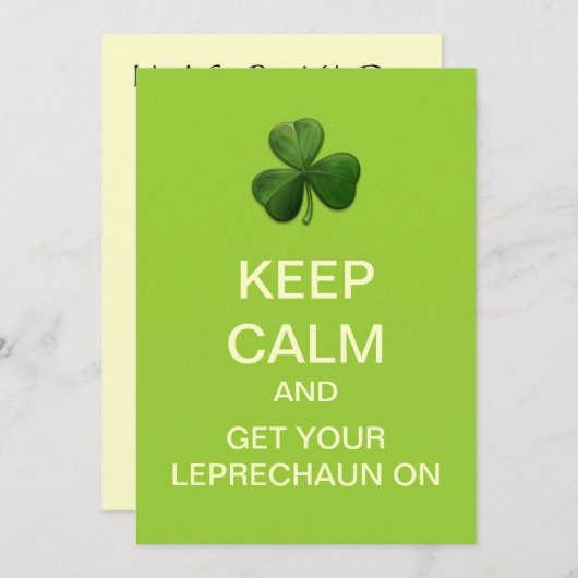 BEWAAR CALM EN LEPRECHAUN OP Aangepaste uitnodigin Kaart (Voorkant / Achterkant)