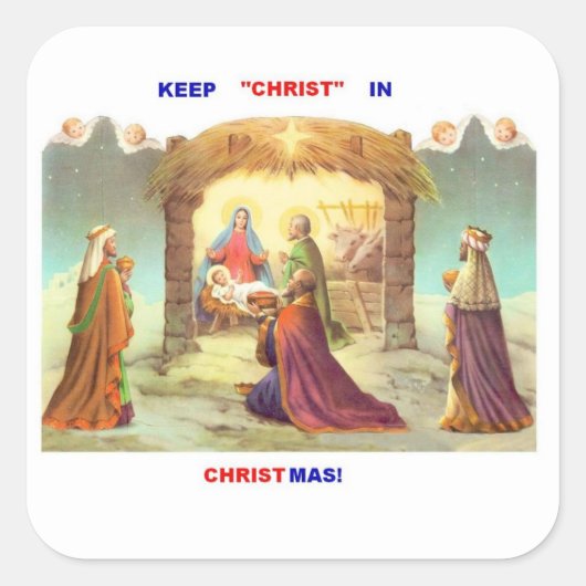 BEWAAR CHRISTUS IN KERST STICKERS (Voorkant)