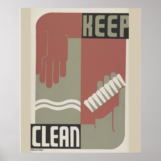 "Bewaar de badkamer schoon",  WPA, Poster (Voorkant)