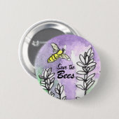 Bewaar de Bees Lavendel Flower Waterverf Ronde Button 5,7 Cm (Voorkant /achterkant)
