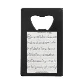 Bewaar de beloofde muziekflesopening op blad creditkaart flessenopener (Achterkant)