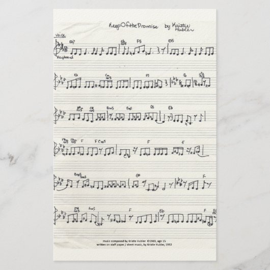Bewaar de beloofde muziekpapiermachine briefpapier (Voorkant)