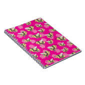 Bewaar de bijen op roze bloemachtergrond notitieboek (Rechterzijde)