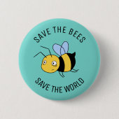 Bewaar de bijen, Verbonden Arbeiderbij op groen Ronde Button 5,7 Cm (Voorkant)