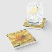 Bewaar de bijen Yellow Dahlia Floral Stenen Onderzetter (Zijkant)