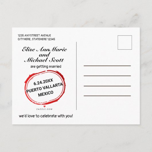 Bewaar de data, strand bruiloft, uitnodiging (Achterkant)