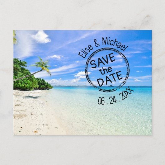Bewaar de data, strand bruiloft, uitnodiging (Voorkant)