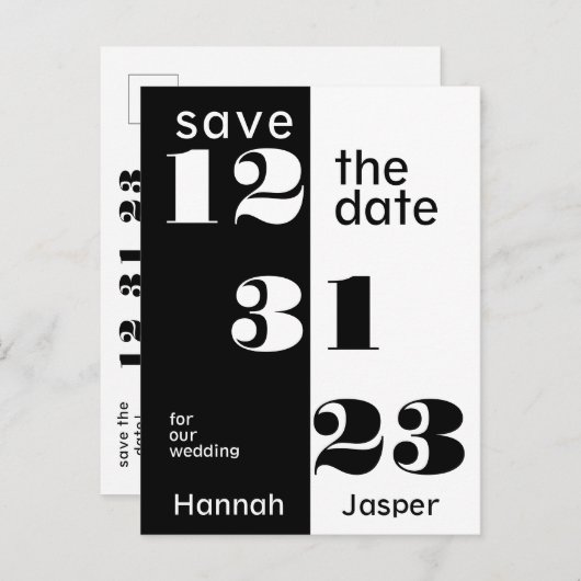 Bewaar de datum 123123 Oudejaarsavond 23 Bruiloft Aankondigingskaart (Voorkant / Achterkant)