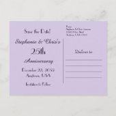 Bewaar de datum 25e Jubileum Party Paarse Bloemen Aankondigingskaart (Achterkant)