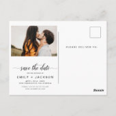 Bewaar de datum 4 foto elegant modern editeerbaar briefkaart (Achterkant)